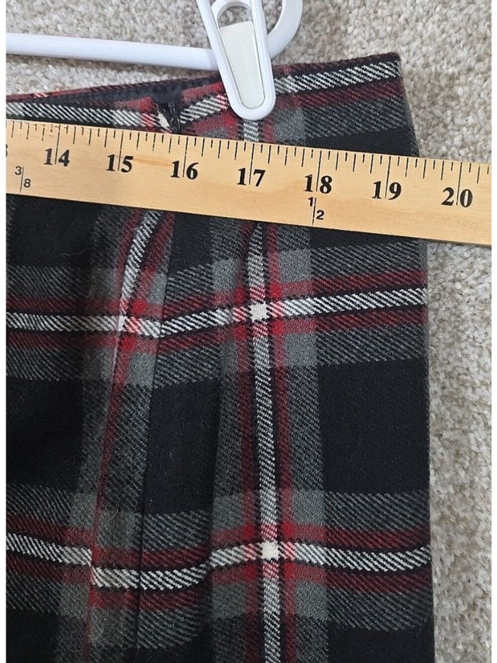Villager Liz Claiborne Wool Blend Pencil Skirt Lined Plaid Fringe Long Women 16 - Picture 5 of 9